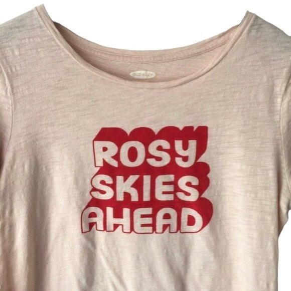 Old Navy T Shirt Rosy Skies Ahead Graphic Tee Top Short Sleeve Cotton Solid Logo - Picture 2 of 6